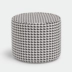 Regent Classic Houndstooth Premium Polyester Fabric Ottoman Pouffe in White & Black