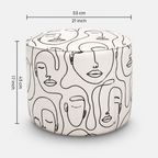 Regent Modern Muse Premium Polyester Fabric Ottoman Pouffe in White & Black