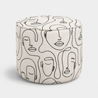 Regent Modern Muse Premium Polyester Fabric Ottoman Pouffe in White & Black