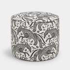 Regent Safari Sketch Premium Polyester Fabric Ottoman Pouffe in White & Black