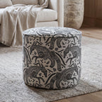 Regent Safari Sketch Premium Polyester Fabric Ottoman Pouffe in White & Black