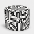 Regent Urban Maze Premium Polyester Fabric Ottoman Pouffe in White & Black
