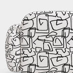 Royale Abstract Linear 1 Seater Premium Polyester Upholstered Sofa in White & Black