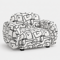 Royale Abstract Linear 1 Seater Premium Polyester Upholstered Sofa in White & Black