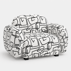 Royale Abstract Linear 1 Seater Premium Polyester Upholstered Sofa in White & Black