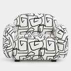 Royale Abstract Linear 1 Seater Premium Polyester Upholstered Sofa in White & Black