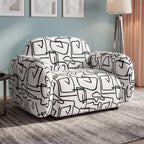 Royale Abstract Linear 1 Seater Premium Polyester Upholstered Sofa in White & Black