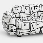 Royale Abstract Linear 2 Seater Premium Polyester Upholstered Sofa in White & Black