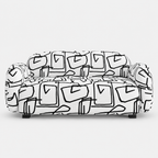 Royale Abstract Linear 2 Seater Premium Polyester Upholstered Sofa in White & Black