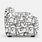 Royale Abstract Linear 2 Seater Premium Polyester Upholstered Sofa in White & Black