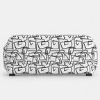 Royale Abstract Linear 2 Seater Premium Polyester Upholstered Sofa in White & Black