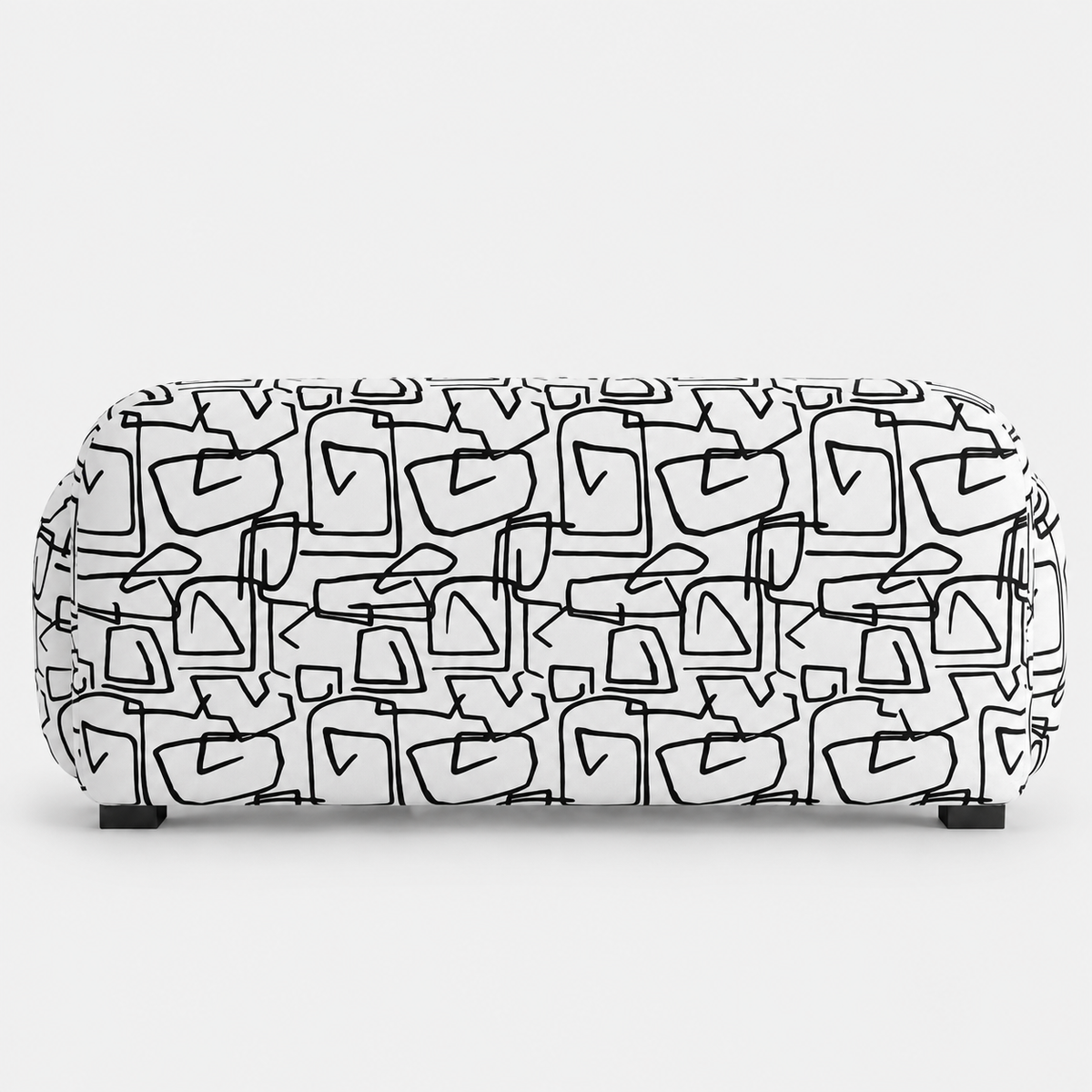 Royale Abstract Linear 2 Seater Premium Polyester Upholstered Sofa in White & Black