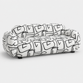 Royale Abstract Linear 3 Seater Premium Polyester Upholstered Sofa in White & Black