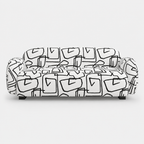 Royale Abstract Linear 3 Seater Premium Polyester Upholstered Sofa in White & Black