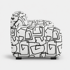Royale Abstract Linear 3 Seater Premium Polyester Upholstered Sofa in White & Black