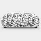 Royale Abstract Linear 3 Seater Premium Polyester Upholstered Sofa in White & Black
