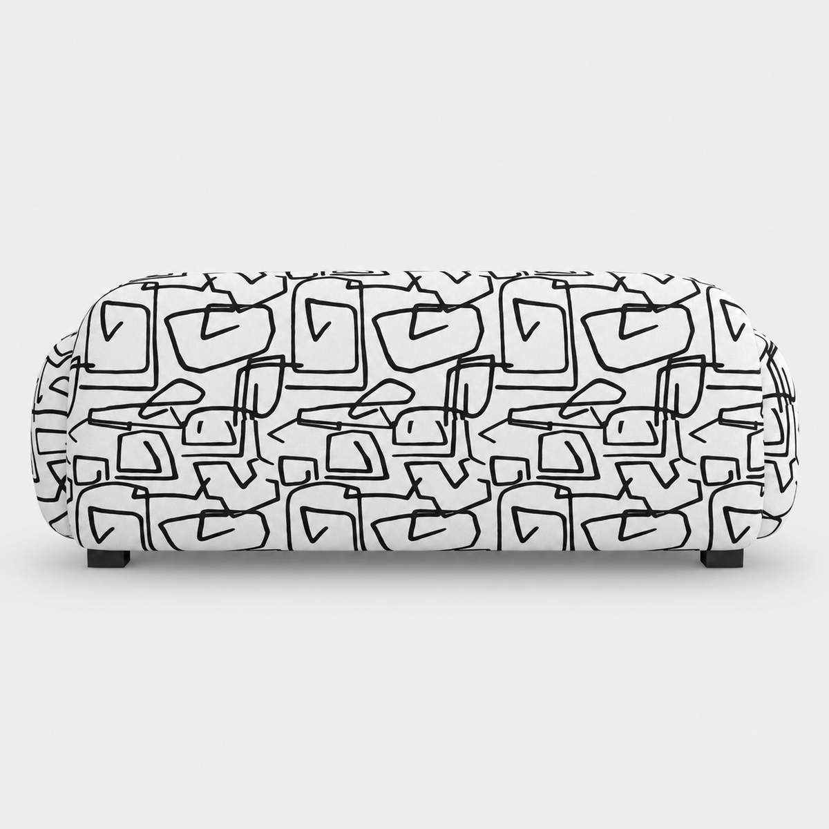 Royale Abstract Linear 3 Seater Premium Polyester Upholstered Sofa in White & Black