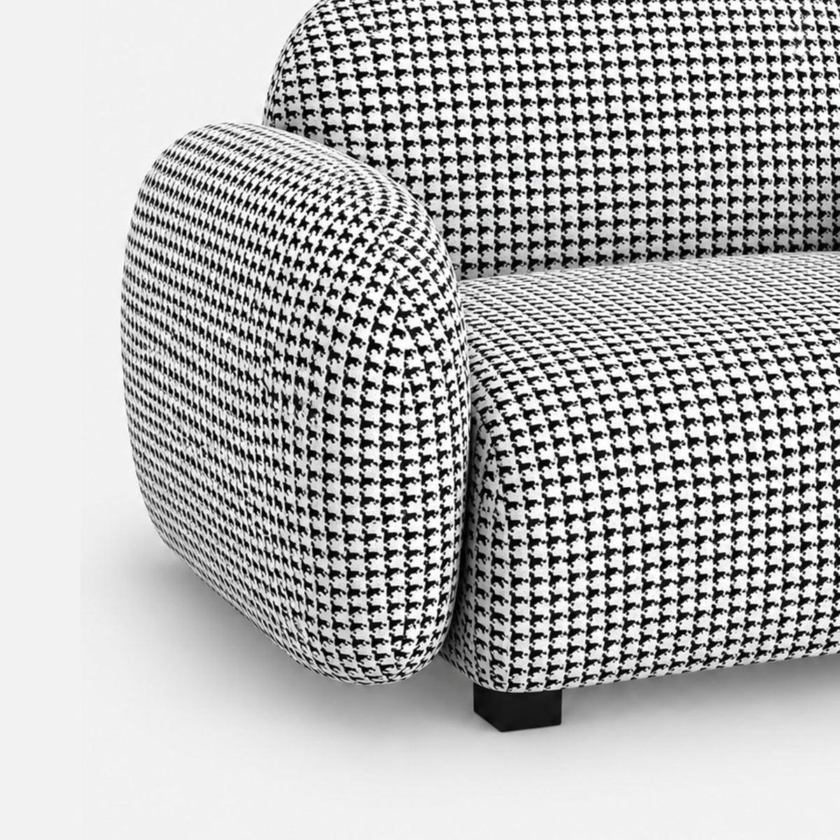 Royale Classic Houndstooth 1 Seater Premium Polyester Upholstered Sofa in White & Black