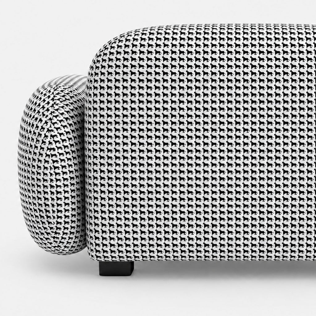 Royale Classic Houndstooth 1 Seater Premium Polyester Upholstered Sofa in White & Black