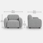 Royale Classic Houndstooth 1 Seater Premium Polyester Upholstered Sofa in White & Black