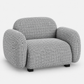 Royale Classic Houndstooth 1 Seater Premium Polyester Upholstered Sofa in White & Black