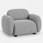Royale Classic Houndstooth 1 Seater Premium Polyester Upholstered Sofa in White & Black