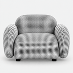 Royale Classic Houndstooth 1 Seater Premium Polyester Upholstered Sofa in White & Black