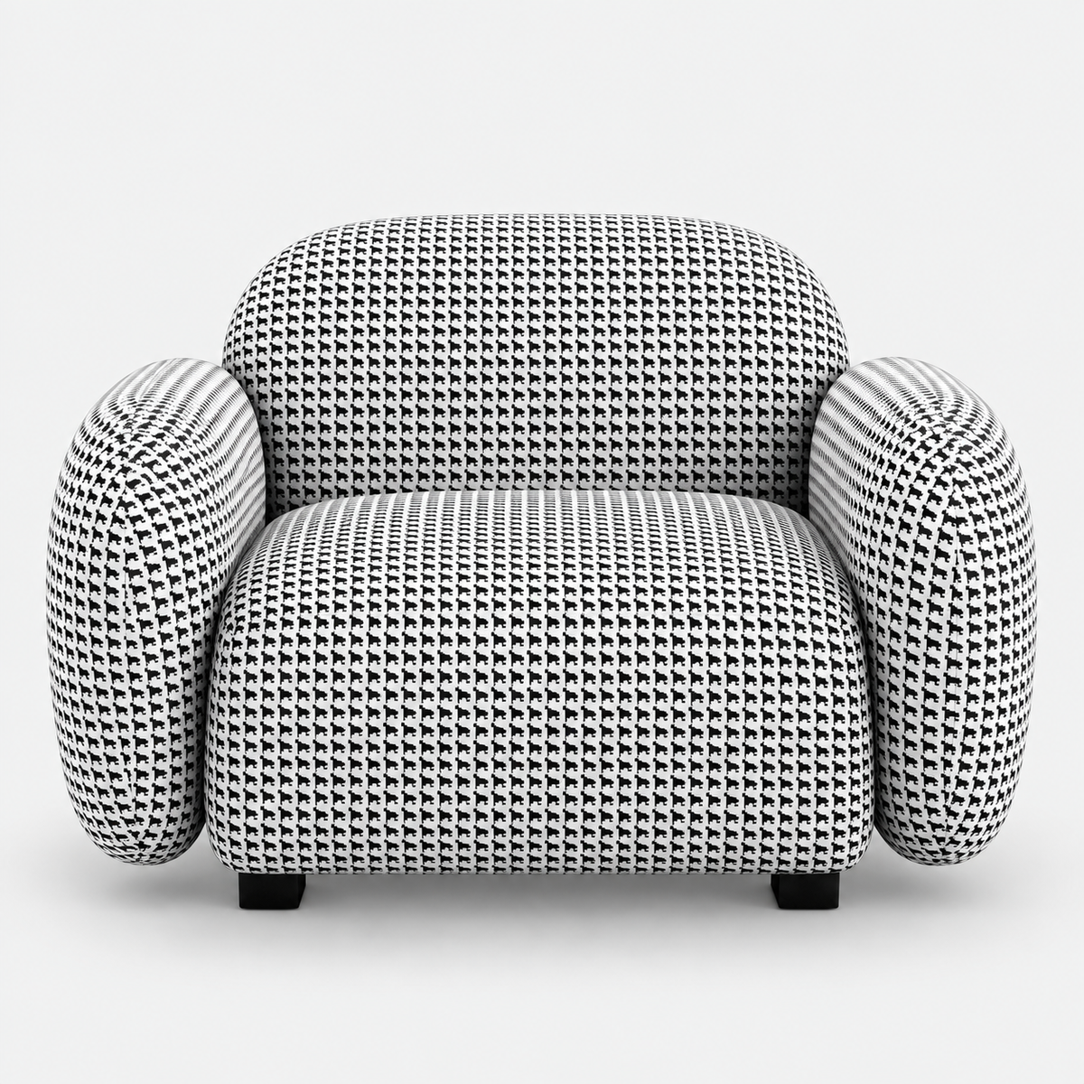 Royale Classic Houndstooth 1 Seater Premium Polyester Upholstered Sofa in White & Black