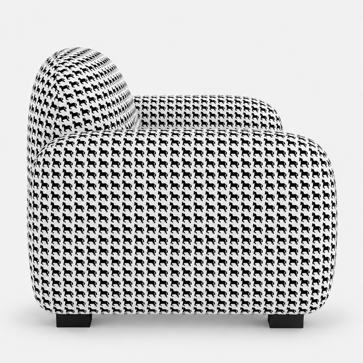 Royale Classic Houndstooth 1 Seater Premium Polyester Upholstered Sofa in White & Black