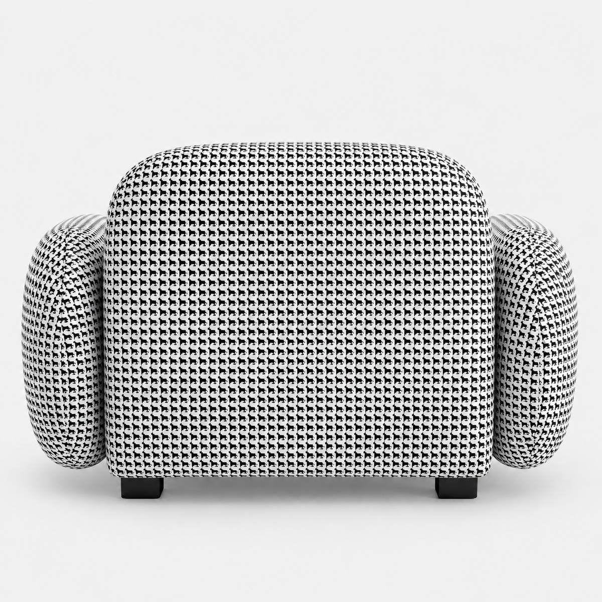 Royale Classic Houndstooth 1 Seater Premium Polyester Upholstered Sofa in White & Black