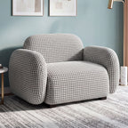 Royale Classic Houndstooth 1 Seater Premium Polyester Upholstered Sofa in White & Black