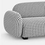Royale Classic Houndstooth 2 Seater Premium Polyester Upholstered Sofa in White & Black