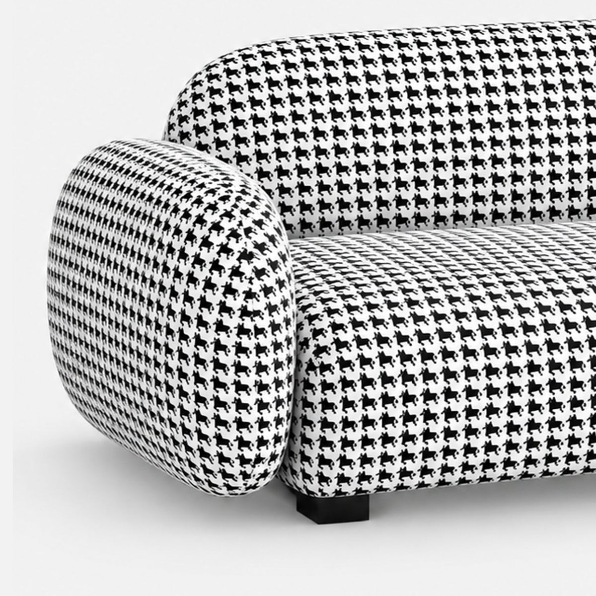 Royale Classic Houndstooth 2 Seater Premium Polyester Upholstered Sofa in White & Black