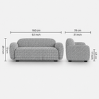 Royale Classic Houndstooth 2 Seater Premium Polyester Upholstered Sofa in White & Black