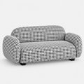Royale Classic Houndstooth 2 Seater Premium Polyester Upholstered Sofa in White & Black