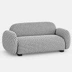 Royale Classic Houndstooth 2 Seater Premium Polyester Upholstered Sofa in White & Black