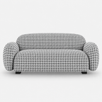 Royale Classic Houndstooth 2 Seater Premium Polyester Upholstered Sofa in White & Black