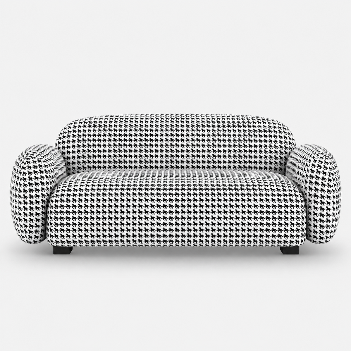 Royale Classic Houndstooth 2 Seater Premium Polyester Upholstered Sofa in White & Black