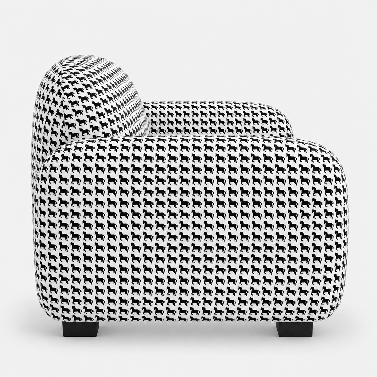 Royale Classic Houndstooth 2 Seater Premium Polyester Upholstered Sofa in White & Black