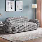 Royale Classic Houndstooth 2 Seater Premium Polyester Upholstered Sofa in White & Black