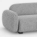 Royale Classic Houndstooth 3 Seater Premium Polyester Upholstered Sofa in White & Black