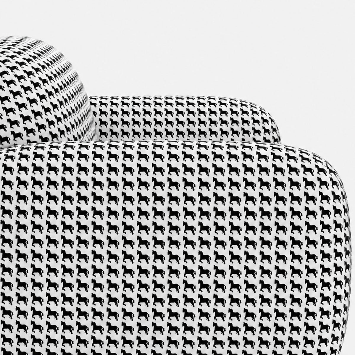 Royale Classic Houndstooth 3 Seater Premium Polyester Upholstered Sofa in White & Black