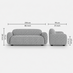 Royale Classic Houndstooth 3 Seater Premium Polyester Upholstered Sofa in White & Black