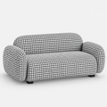 Royale Classic Houndstooth 3 Seater Premium Polyester Upholstered Sofa in White & Black