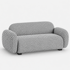 Royale Classic Houndstooth 3 Seater Premium Polyester Upholstered Sofa in White & Black