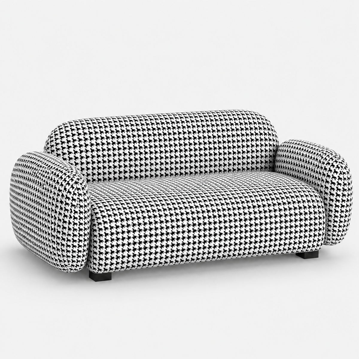 Royale Classic Houndstooth 3 Seater Premium Polyester Upholstered Sofa in White & Black