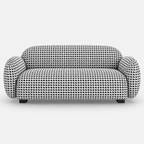 Royale Classic Houndstooth 3 Seater Premium Polyester Upholstered Sofa in White & Black