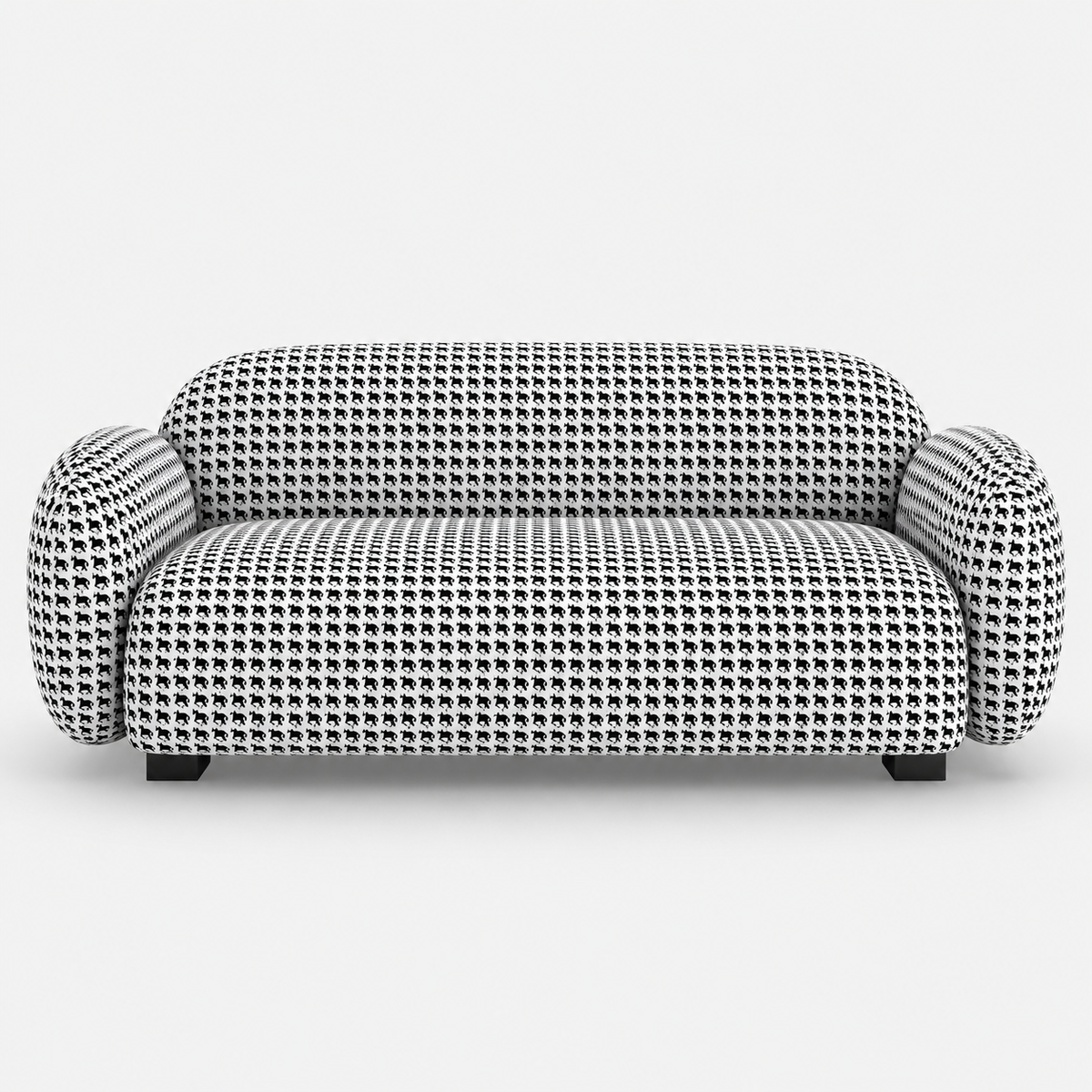 Royale Classic Houndstooth 3 Seater Premium Polyester Upholstered Sofa in White & Black