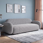 Royale Classic Houndstooth 3 Seater Premium Polyester Upholstered Sofa in White & Black
