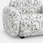Royale Modern Muse 1 Seater Premium Polyester Upholstered Sofa in White & Black
